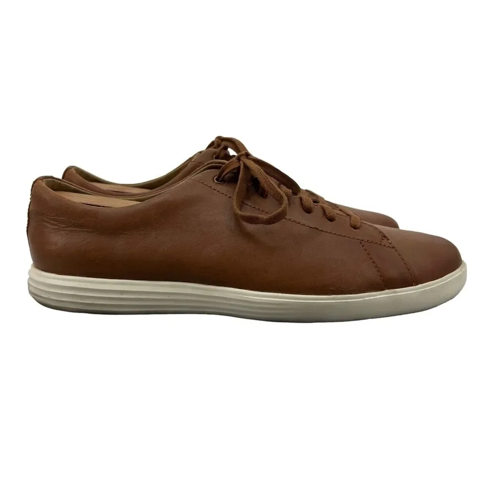 Cole Haan Mens 9.5 Shoes Pecan Brown Leather Grand Crosscourt II Sneaker C26521